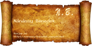 Nánássy Benedek névjegykártya